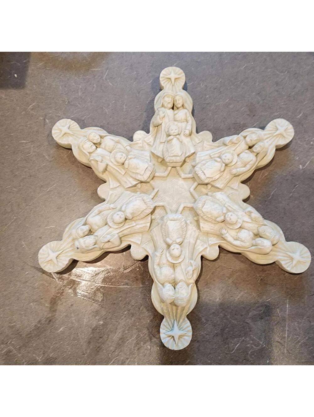 4 George Carruth Nativity Snowflake Plaques Cast Stone Angel Christmas Wall Art - Picture 2 of 5